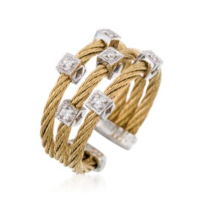 Charriol Diamond Accent Ring in Stainless and 18kt White Gold. Size 6.5 &mdash; Alt Image 2