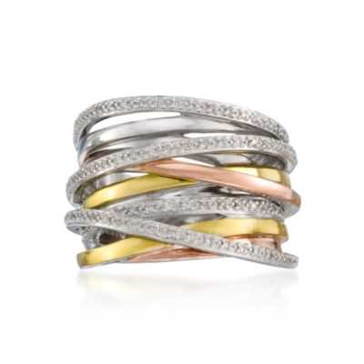 .25 ct. t.w. Diamond Multi-Band Ring in Tri-Color Two-Tone &mdash; Alt Image 1
