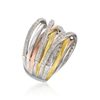 .25 ct. t.w. Diamond Multi-Band Ring in Tri-Color Two-Tone &mdash; Alt Image 3