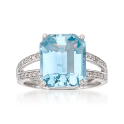 5.50 Carat Aquamarine and .15 ct. t.w. Diamond Ring in 14kt White Gold &mdash; Alt Image 1