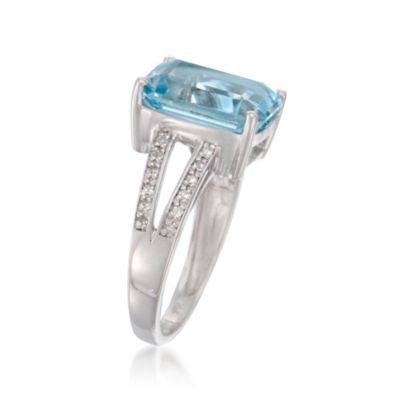 5.50 Carat Aquamarine and .15 ct. t.w. Diamond Ring in 14kt White Gold &mdash; Alt Image 3