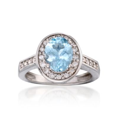 1.20 Carat Aquamarine and .30 ct. t.w. Diamond Ring in 14kt White Gold &mdash; Alt Image 1