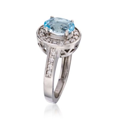 1.20 Carat Aquamarine and .30 ct. t.w. Diamond Ring in 14kt White Gold &mdash; Alt Image 3