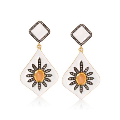 1.60 ct. t.w. Diamond and Moonstone Dangle Earrings In Two-Tone &mdash; Alt Image 1