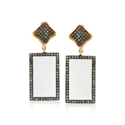3.00 ct. t.w. Diamond and White Earrings in 14kt Yellow Gold and Sterling Silver &mdash; Alt Image 1