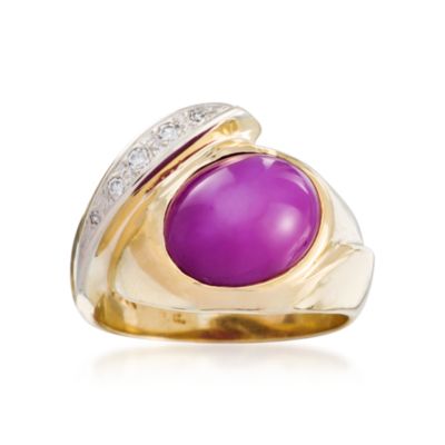 C. 1980 Vintage Faux Ruby Ring With Diamonds in 14kt Yellow Gold. Size 8 &mdash; Alt Image 1
