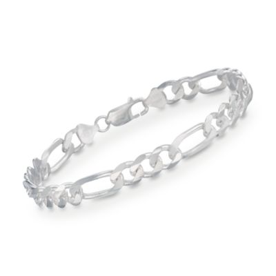 Men's Sterling Silver Figaro Link Bracelet. 9" &mdash; Alt Image 1