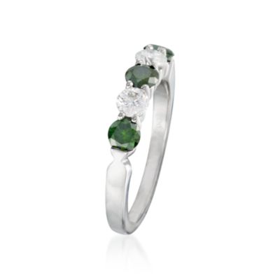 .35 ct. t.w. White and .60 ct. t.w. Green Diamond Ring in 14kt White Gold &mdash; Alt Image 3