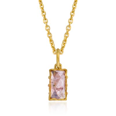 Pink Tourmaline Pendant Necklace in Vermeil. 17" &mdash; Alt Image 1