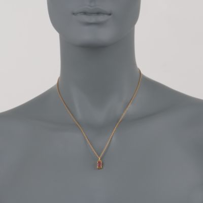 Pink Tourmaline Pendant Necklace in Vermeil. 17" &mdash; Alt Image 2