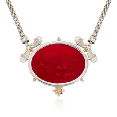 Tagliamonte "Eros and Psyche" Intaglio Necklace In Sterling Silver and 14kt Yellow Gold &mdash; Alt Image 1