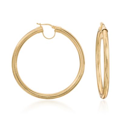 Italian Flex Hoop Earrings With 14kt Yellow Gold &mdash; Alt Image 1