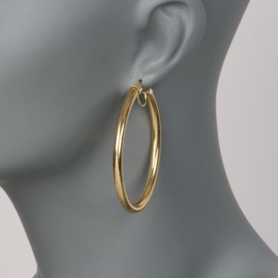 Italian Flex Hoop Earrings With 14kt Yellow Gold &mdash; Alt Image 2
