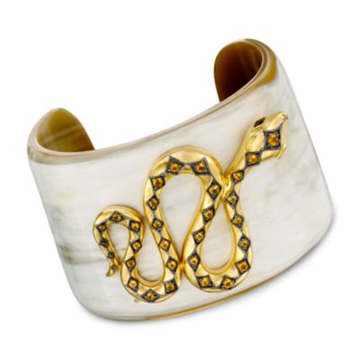 Horn .10 ct. t.w. Smoky Quartz and .90 ct. t.w. Citrine Snake Cuff Bracelet in Sterling Silver and Vermeil. 8" &mdash; Alt Image 1