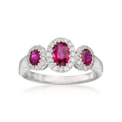 1.10 ct. t.w. Ruby and .30 ct. t.w. Diamond Ring in 14kt White Gold &mdash; Alt Image 1