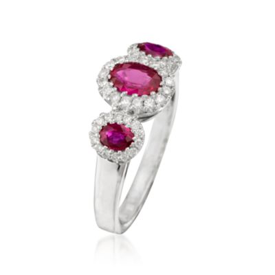 1.10 ct. t.w. Ruby and .30 ct. t.w. Diamond Ring in 14kt White Gold &mdash; Alt Image 3