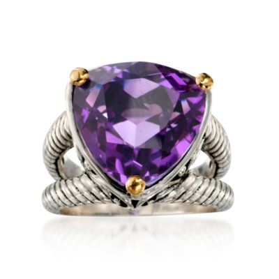 Balinese 10.80 Carat Amethyst Ring in 18kt Yellow Gold and Sterling Silver &mdash; Alt Image 1