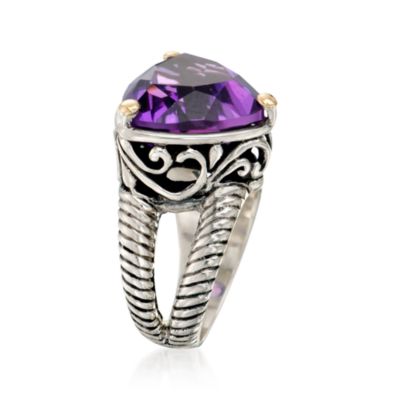 Balinese 10.80 Carat Amethyst Ring in 18kt Yellow Gold and Sterling Silver &mdash; Alt Image 3