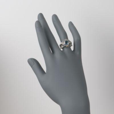 Balinese 1.60 Carat Blue Topaz Ring in Sterling Silver and 18kt Yellow Gold &mdash; Alt Image 2