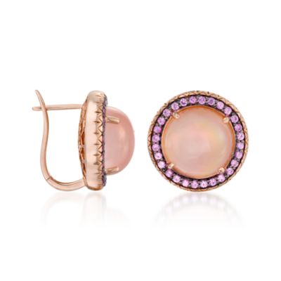 Rose Quartz and .95 ct. t.w. Pink Sapphire Earrings In 14kt Rose Gold With Black Rhodium &mdash; Alt Image 2