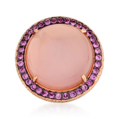 Rose Quartz and .60 ct. t.w. Pink Sapphire Ring In 14kt Rose Gold With Black Rhodium &mdash; Alt Image 1