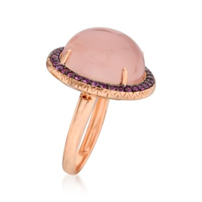 Rose Quartz and .60 ct. t.w. Pink Sapphire Ring In 14kt Rose Gold With Black Rhodium &mdash; Alt Image 2