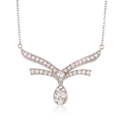 C.1970 Vintage 1.60 ct. t.w. Pave Diamond Necklace in 14kt White Gold. 14.5" &mdash; Alt Image 1