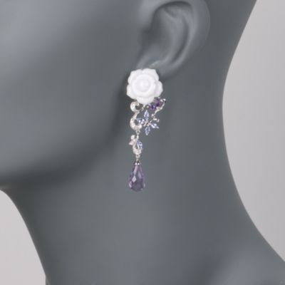 7.20 ct. t.w. Multi-Gem and White Agate Carved Rose Earrings In Sterling Silver &mdash; Alt Image 2