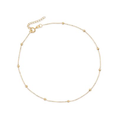 14kt Yellow Gold Station Anklet. 10" &mdash; Alt Image 1