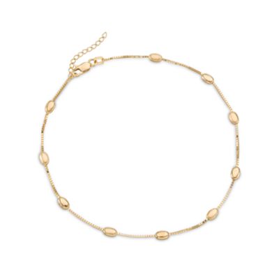 14kt Yellow Gold Station Anklet. 10" &mdash; Alt Image 1