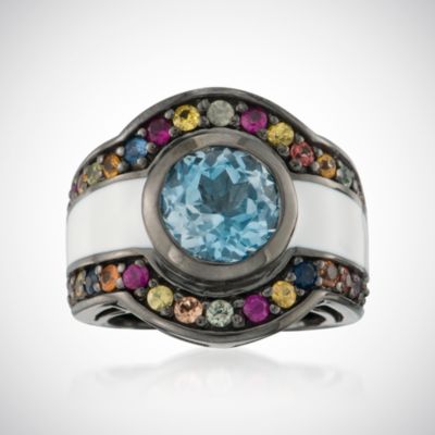 M.C.L. Designs 1.98 ct. t.w. Multicolored Sapphire and 3.34 Carat Blue Topaz Ring In Sterling Silver. Size 7 &mdash; Alt Image 1