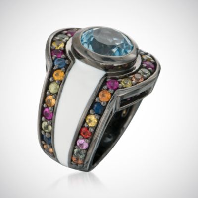 M.C.L. Designs 1.98 ct. t.w. Multicolored Sapphire and 3.34 Carat Blue Topaz Ring In Sterling Silver. Size 7 &mdash; Alt Image 2
