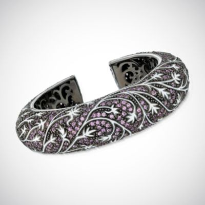 M.C.L. Designs 11.20 ct. t.w. Pink Sapphire Cuff Bracelet In Sterling Silver. 7" &mdash; Alt Image 1