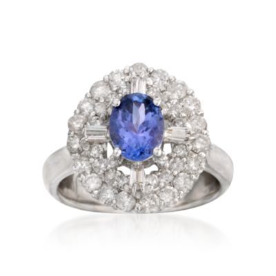 .90 Carat Tanzanite and 1.25 ct. t.w. Diamond Ring In 14kt White Gold &mdash; Alt Image 1