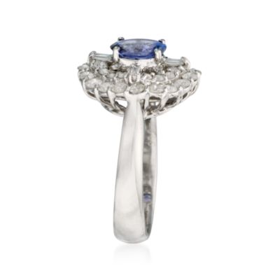 .90 Carat Tanzanite and 1.25 ct. t.w. Diamond Ring In 14kt White Gold &mdash; Alt Image 2