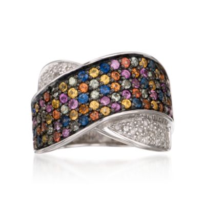 1.65 ct. t.w. Multicolored Sapphire and .25 ct. t.w. Diamond Ring. Size 5 &mdash; Alt Image 1