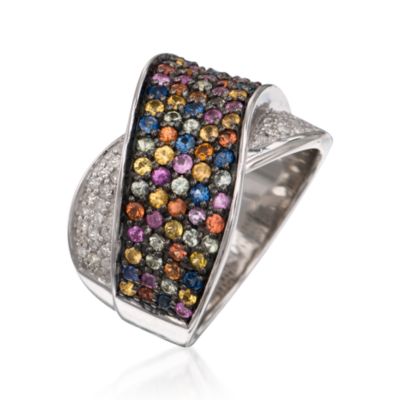 1.65 ct. t.w. Multicolored Sapphire and .25 ct. t.w. Diamond Ring. Size 5 &mdash; Alt Image 2