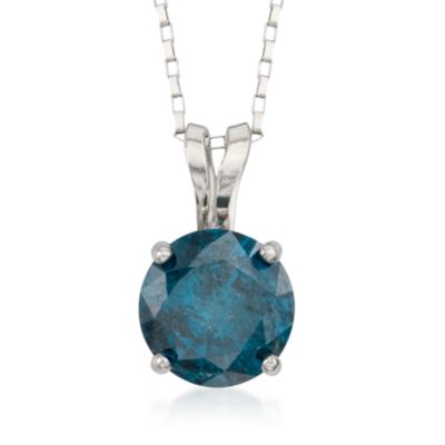 .50 Carat Blue Diamond Pendant Necklace In 14kt White Gold. 18" &mdash; Alt Image 1