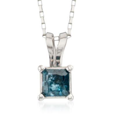 .25 Carat Blue Diamond Pendant Necklace in 14kt White Gold. 18" &mdash; Alt Image 1