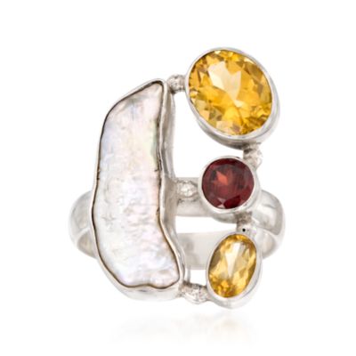2.10 ct. t.w. Multi-Gem and 6-19mm Cultured Biwa Pearl Ring In Sterling Silver &mdash; Alt Image 1