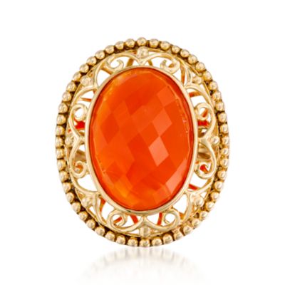 Scrolled Carnelian Ring In Vermeil &mdash; Alt Image 1