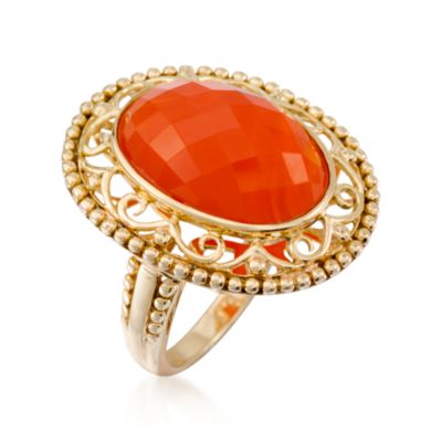 Scrolled Carnelian Ring In Vermeil &mdash; Alt Image 3