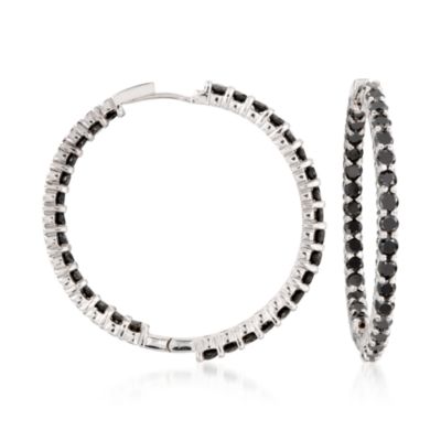 5.00 ct. t.w. Black Diamond In-And-Out Hoop Earrings In 14kt White Gold &mdash; Alt Image 1