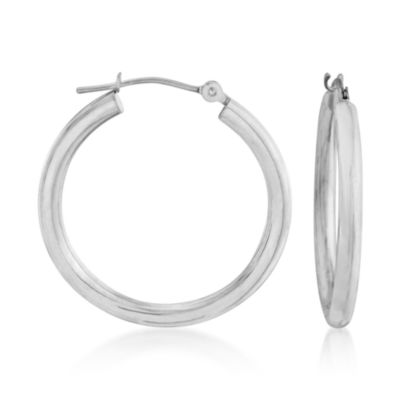14kt White Gold Hoop Earrings &mdash; Alt Image 1