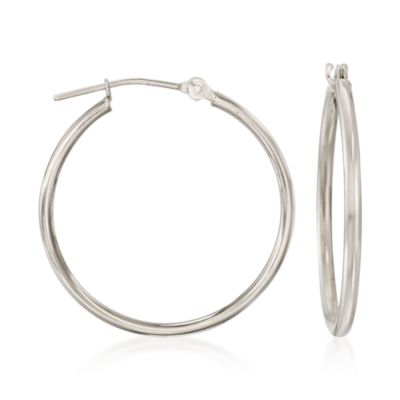14kt White Gold Hoop Earrings &mdash; Alt Image 1