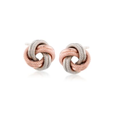 14kt Two-Tone Gold Love Knot Earrings &mdash; Alt Image 1