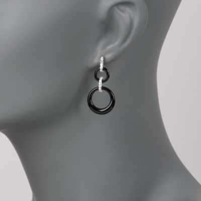 Black Onyx and .65 ct. t.w. CZ Earrings in Sterling Silver &mdash; Alt Image 2