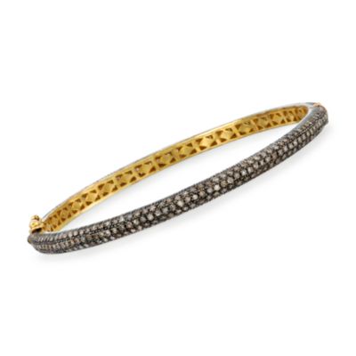 2.75 ct. t.w. Diamond Bangle Bracelet In Sterling Silver and 14kt Yellow Gold. 8" &mdash; Alt Image 1