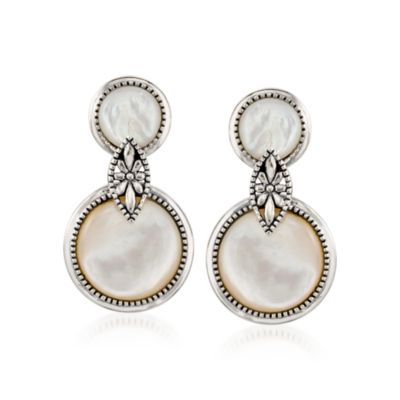 Mother-Of-Pearl Earrings in Sterling Silver &mdash; Alt Image 1