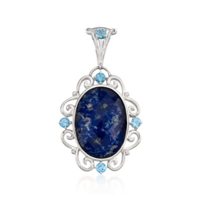 Lapis and .90 ct. t.w. Blue Topaz Pendant In Sterling Silver &mdash; Alt Image 1